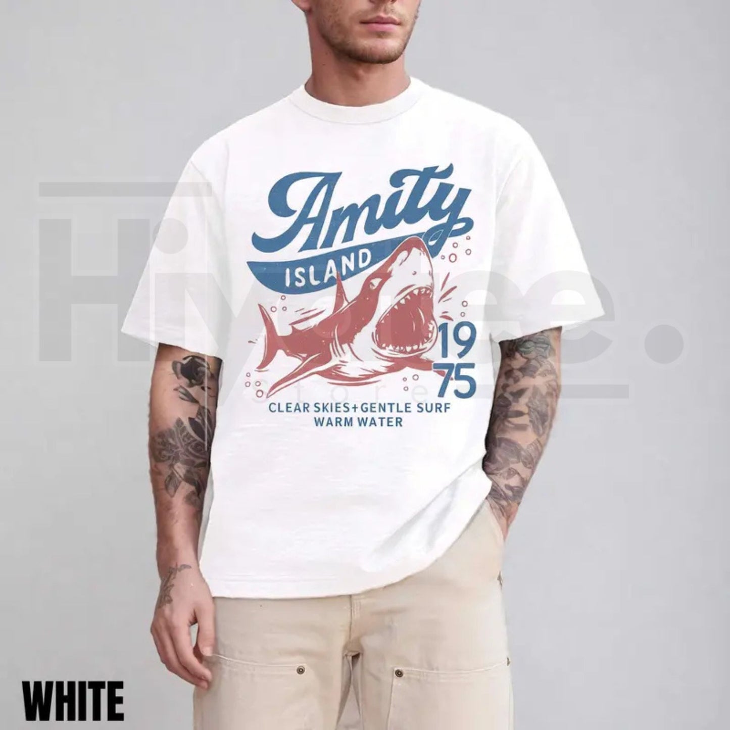 "Amity Island 1975" – Retro Movie Inspired Beach Graphic Top