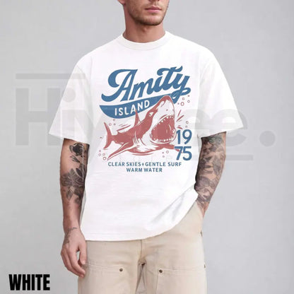 "Amity Island 1975" – Retro Movie Inspired Beach Graphic Top