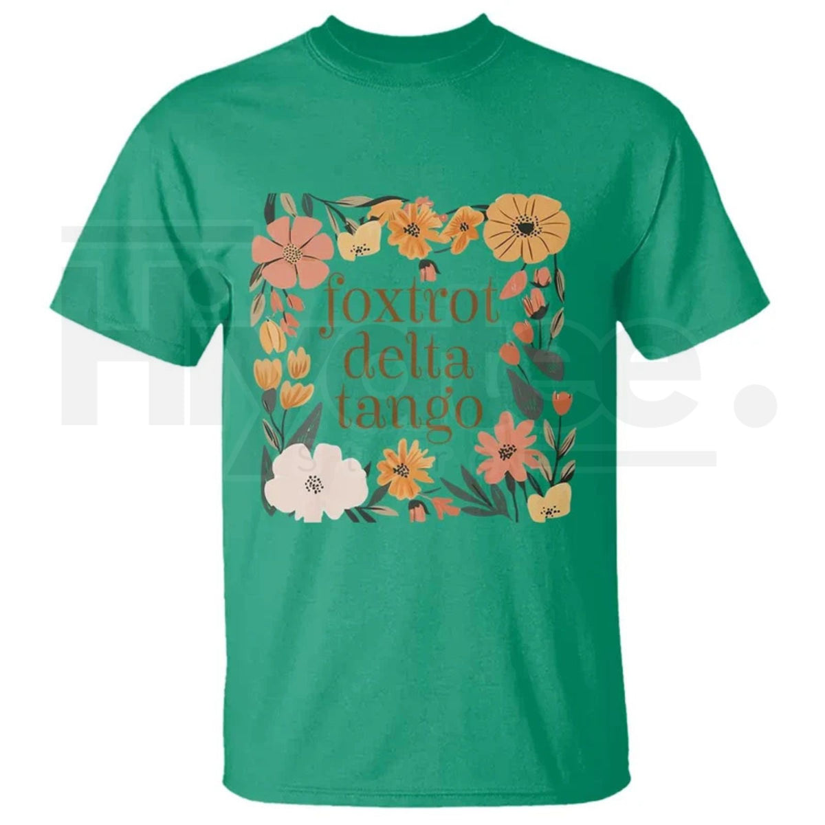 Foxtrots Deltas Tangos Boho Floral T-Shirt – Funny Military Phonetic Humor Tee