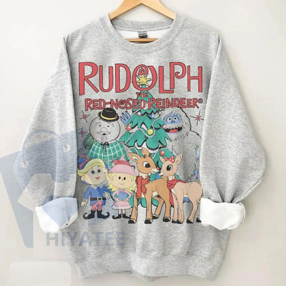 Vintage Rudolph Sweatshirt Christmas Crewneck: Retro Rudolph The Red Nosed Reindeer Shirt, Vintage Christmas Holiday Pullover