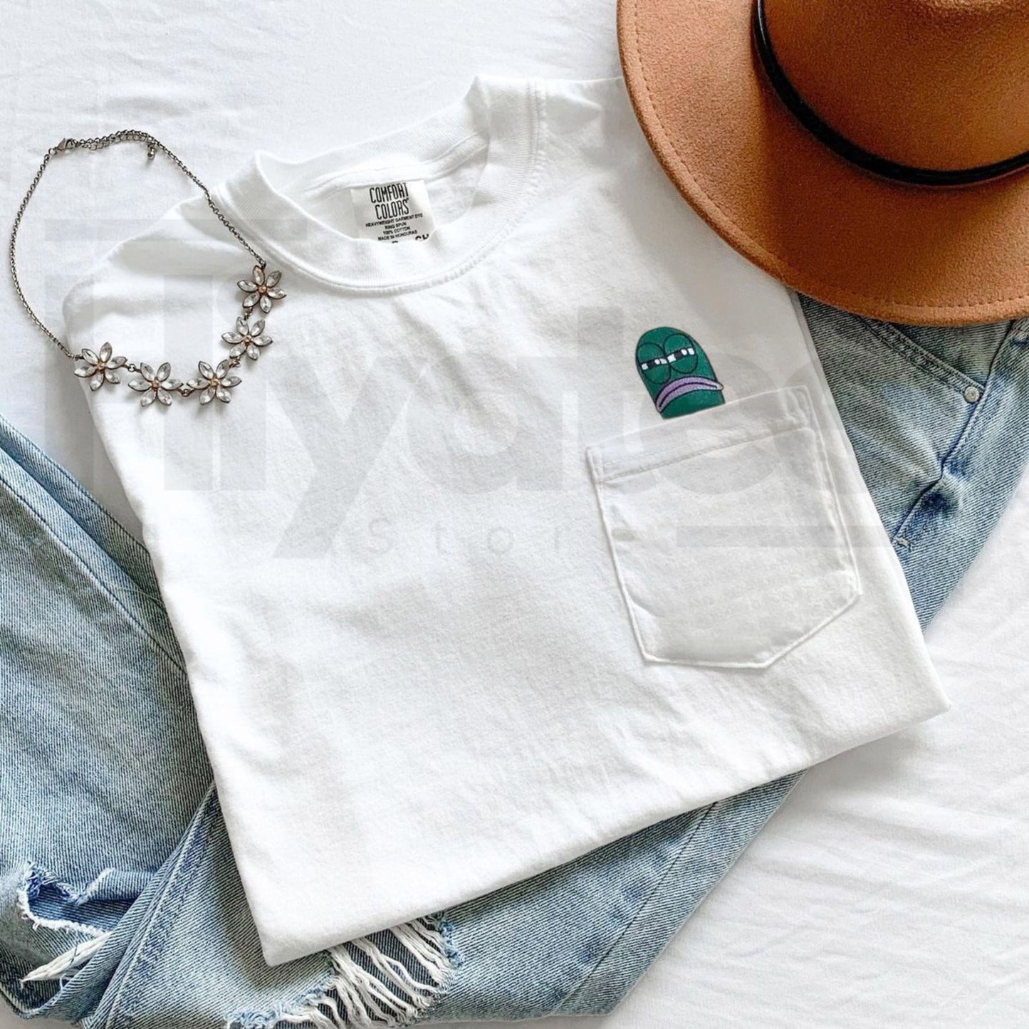 Fish Memes Embroidered Pocket T-Shirt