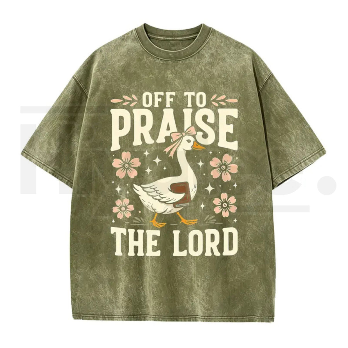 Off to Praise the Lord Faith Goose Graphic Tee – Trendy Christian Bible Verse Cotton Shirt