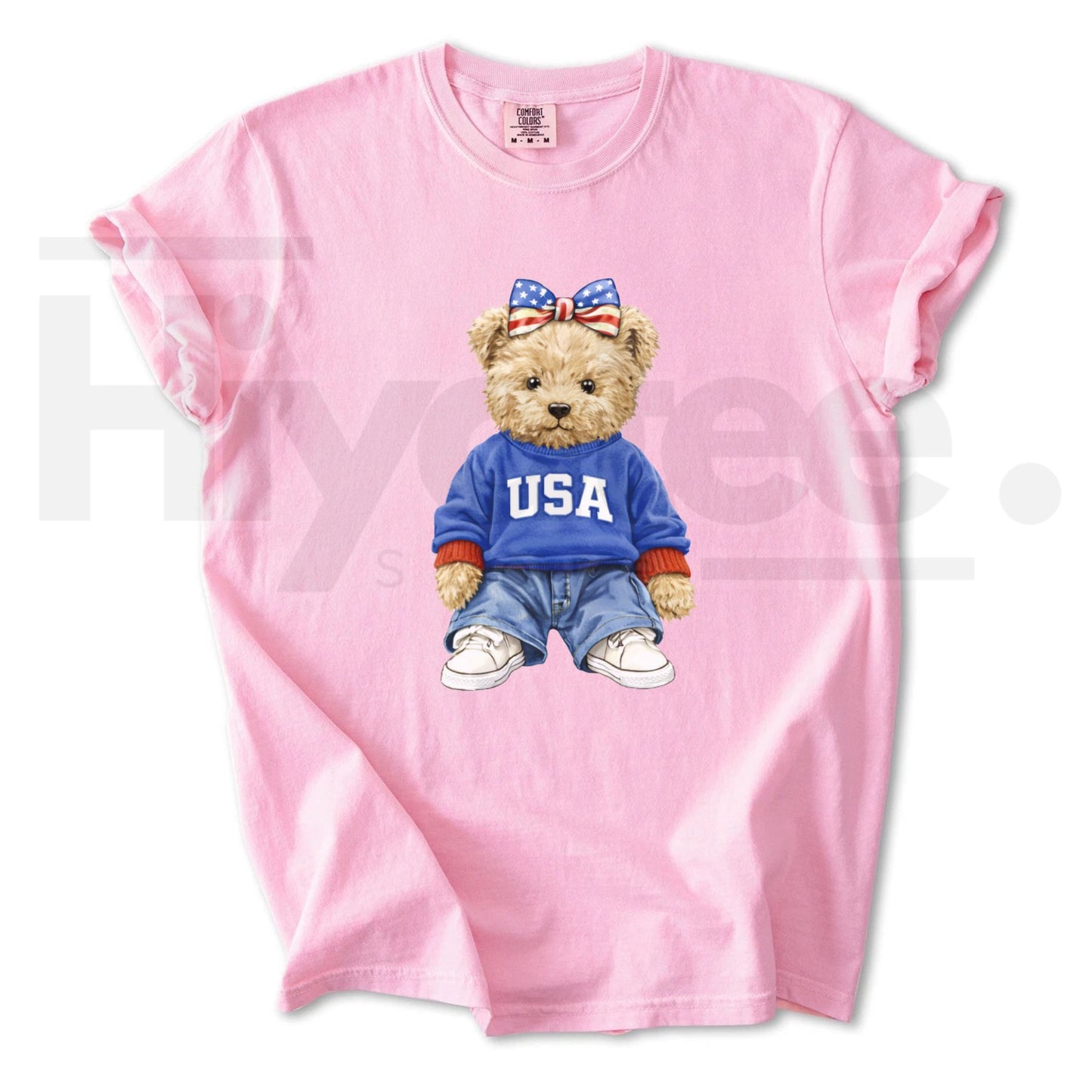 Comfort Colors® USA Bear Shirt – Trendy Women's Patriotic Graphic Tee