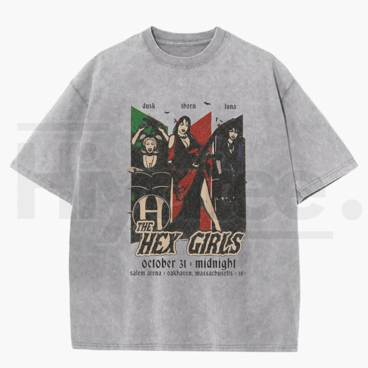 Vintage Acid Wash Gothic Rock Band Art Streetwear T-Shirt – Men's Oversized Dark Aesthetic Heavyweight Cotton Graphic Tee