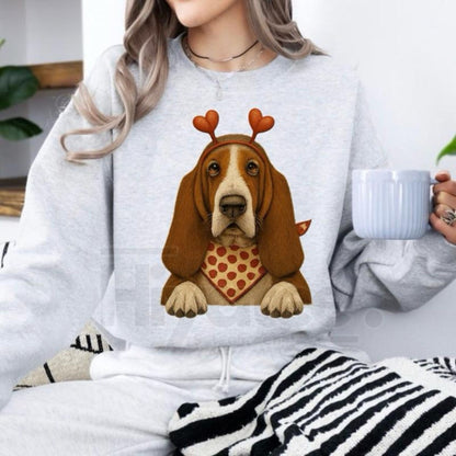Valentines Dog Sweatshirt: Cute Custom Pet Lover Pullover, Heart Pattern Puppy Hoodie
