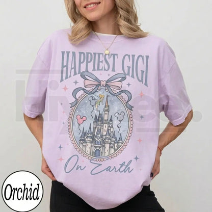 Personalized Retro Happiest Mom On Earth Comfort Colors Shirt – Coquette Bow Mama Tee