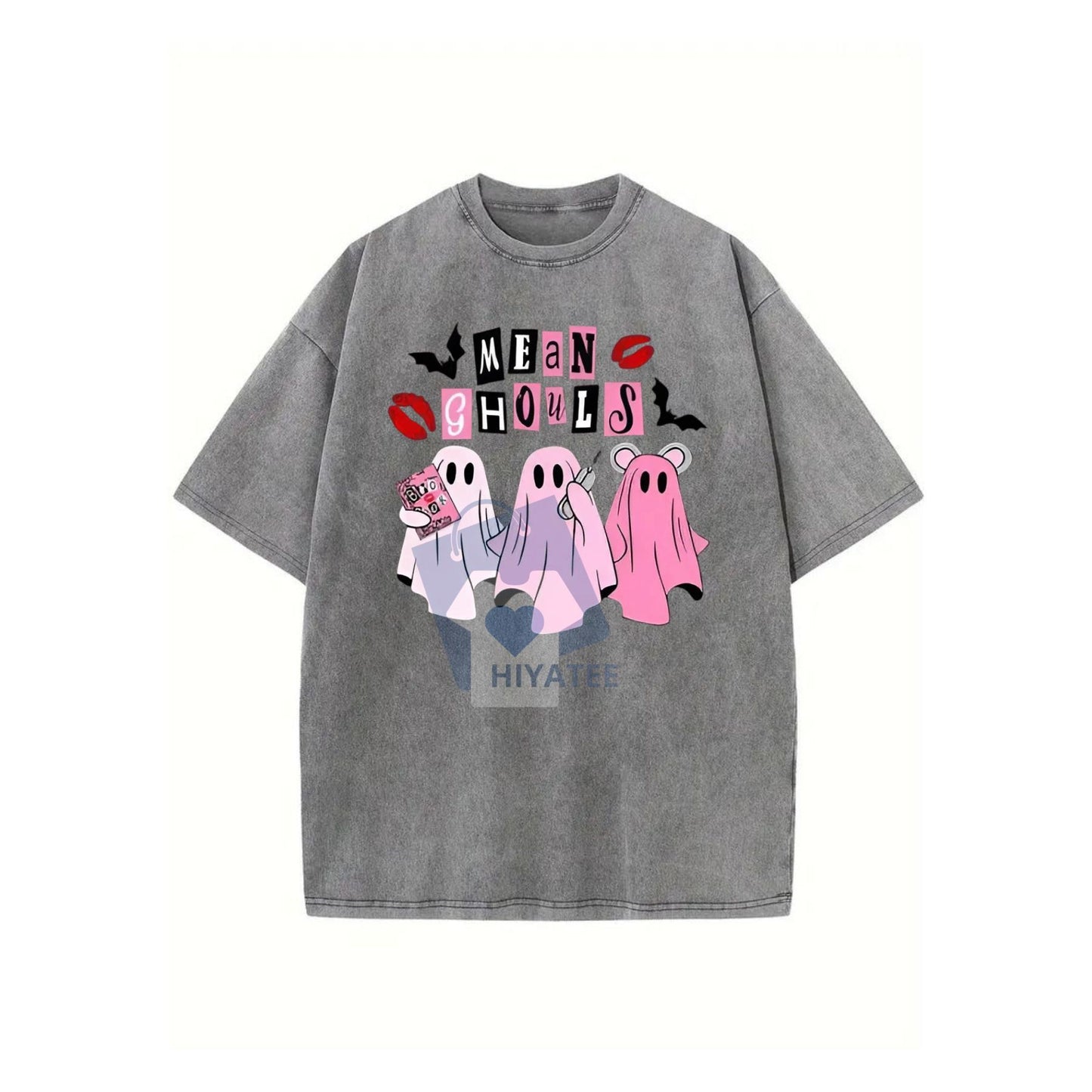 "Mean Ghouls" Halloween T-Shirt – Vintage Washed Unisex Tee, Spooky Graphic, Loose Fit Streetwear