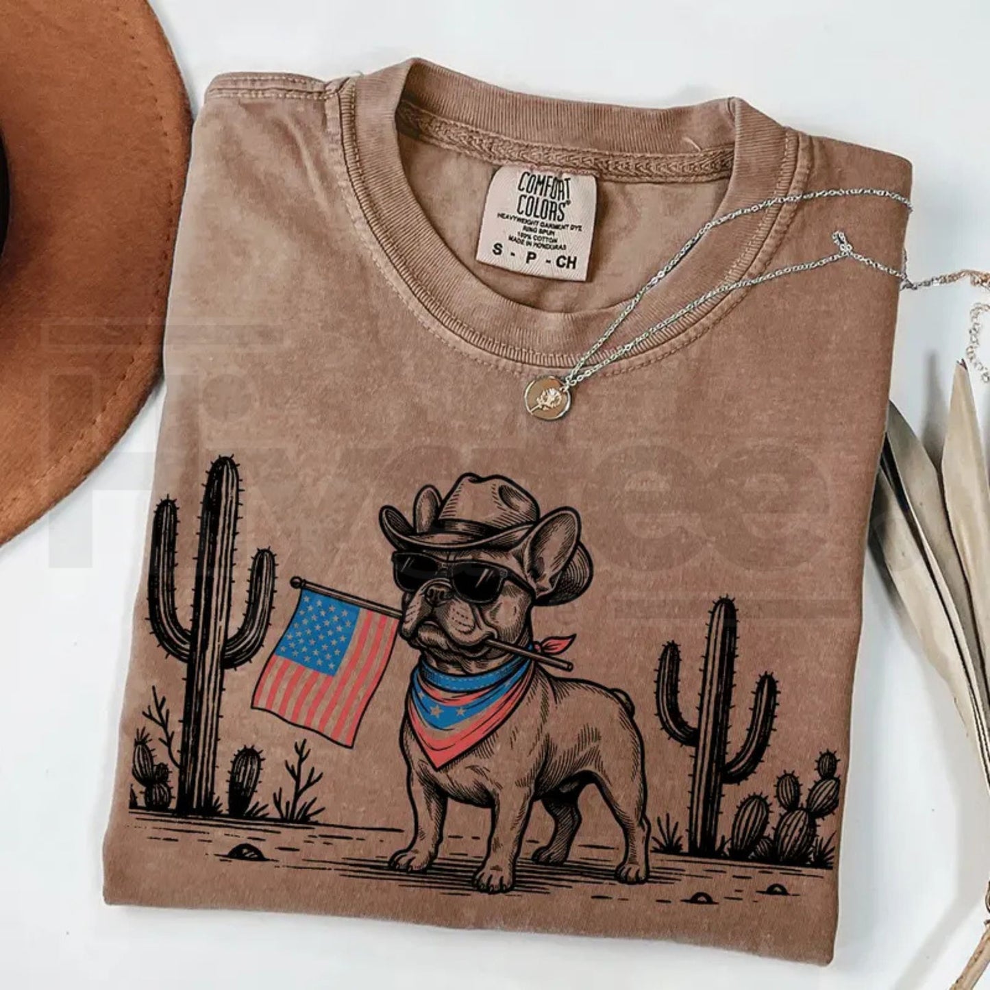 Comfort Colors® Patriotic Western Cowboy Dog Shirt – 4th of July USA Flag Dog Lover Tee