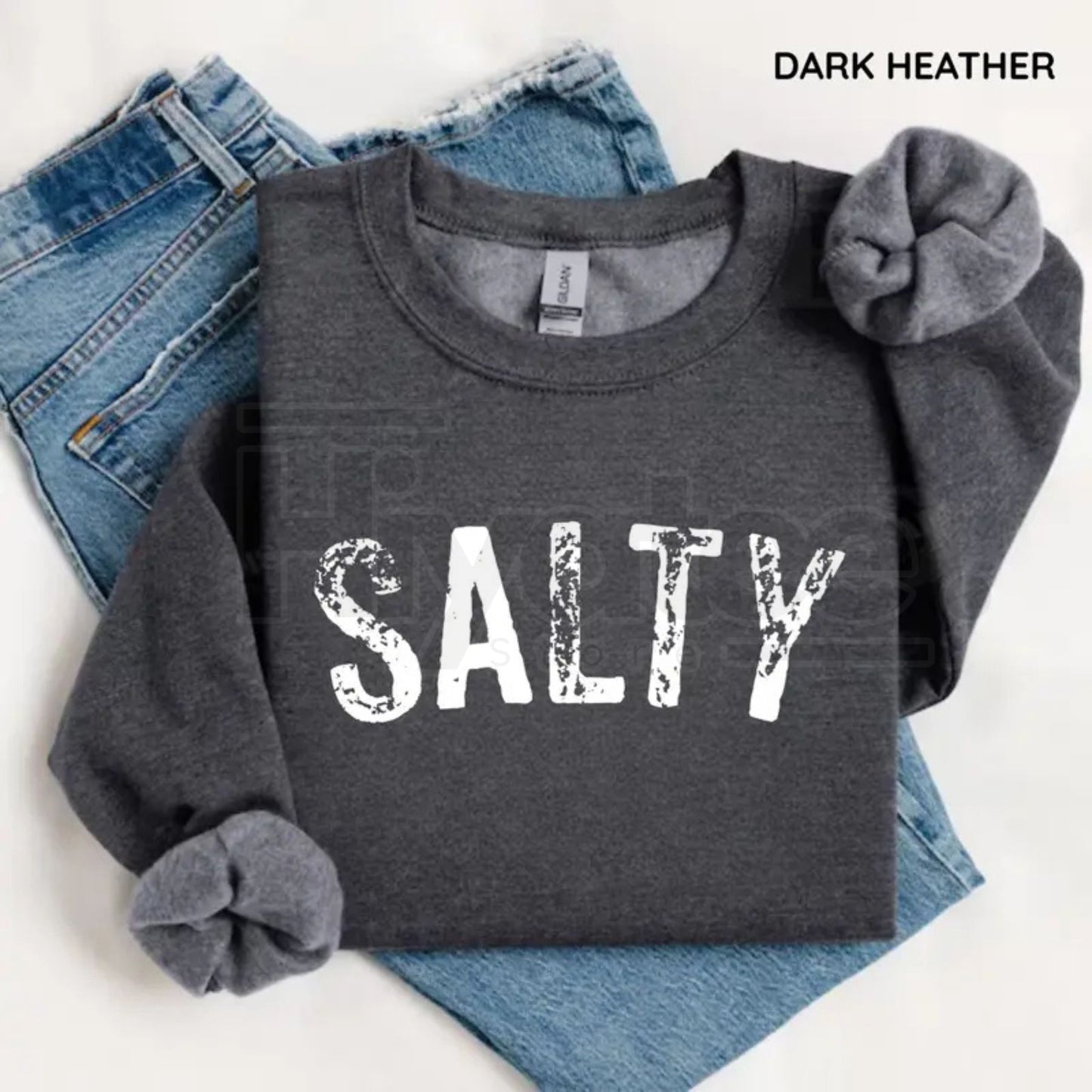 Salty Retro Summer Beach Crewneck Sweatshirt – Aesthetic Coastal Vacation Pullover, Cozy Graphic Sweater