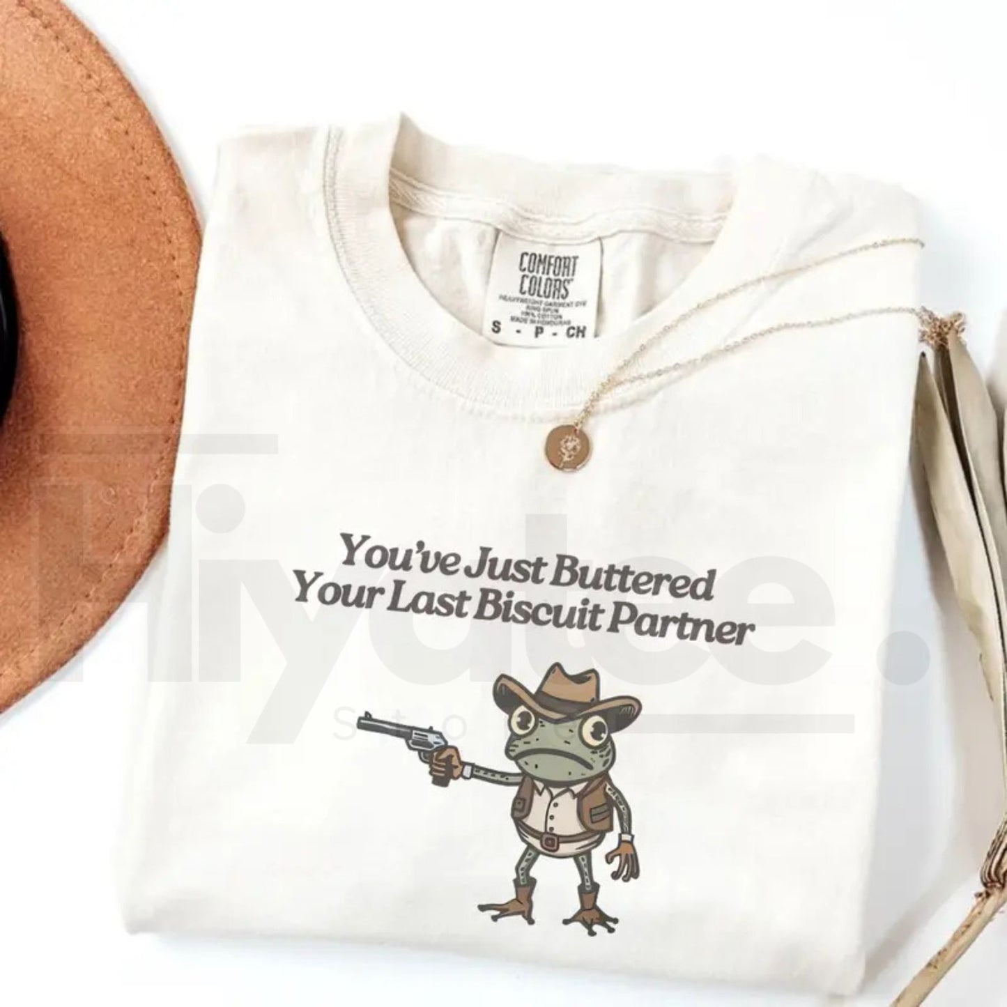 Comfort Colors You've Just Buttered Your Last Biscuit Shirt – Vintage Cowboy Frog Unhinged Weirdcore Gen Z Funny Tee