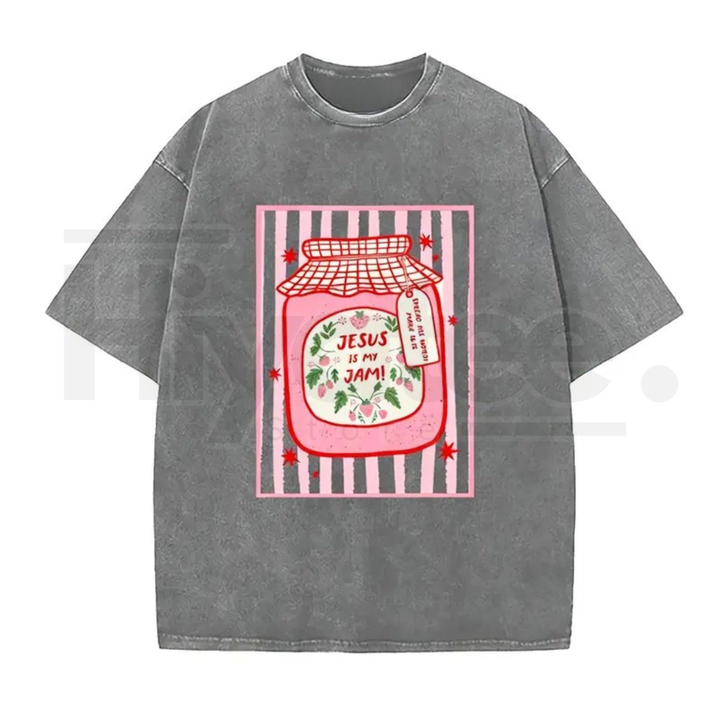 Jesus Is My Jam Vintage Washed T-Shirt – Christian Strawberry Graphic Cotton Tee