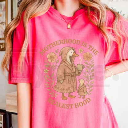 Comfort Colors® Funny Mom Shirt – Silly Mom Goose Motherhood is the Realest Hood Tee