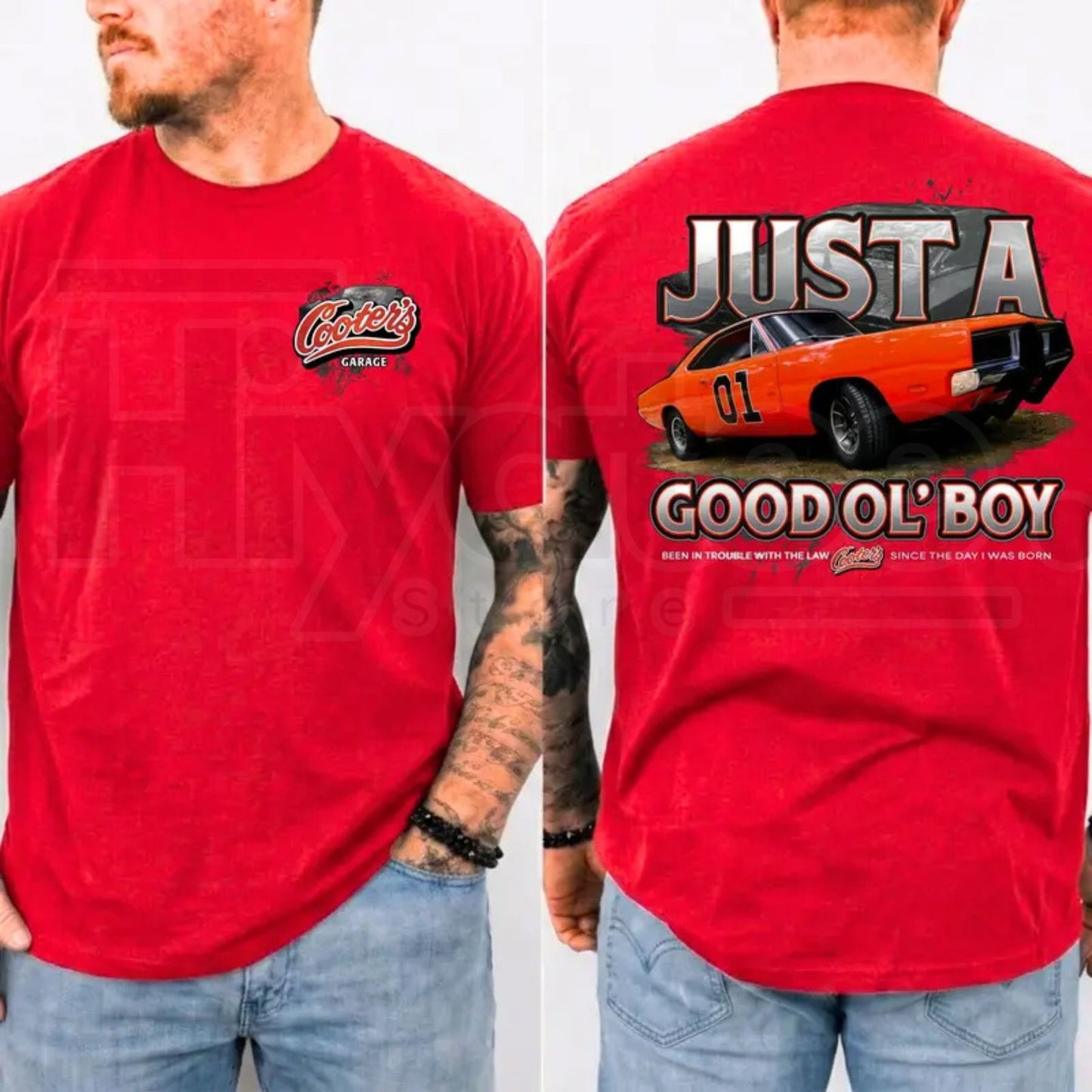 Just A Good Ol’ Boy General Lee 01 T-Shirt – Dukes of Hazzard 1979 2-Sided Retro Shirt, Classic TV Show Gift for Him
