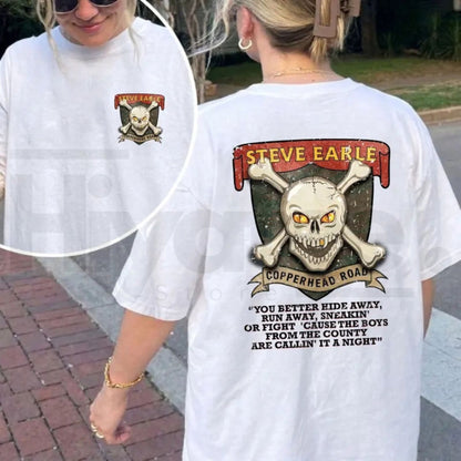 Steve Earle Copperhead Road T-Shirt – Vintage Skull Outlaw Country Tee