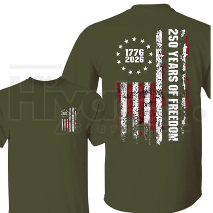 Double-Sided USA 250th Anniversary T-Shirt – Vintage 1776-2026 Patriotic Flag Tee