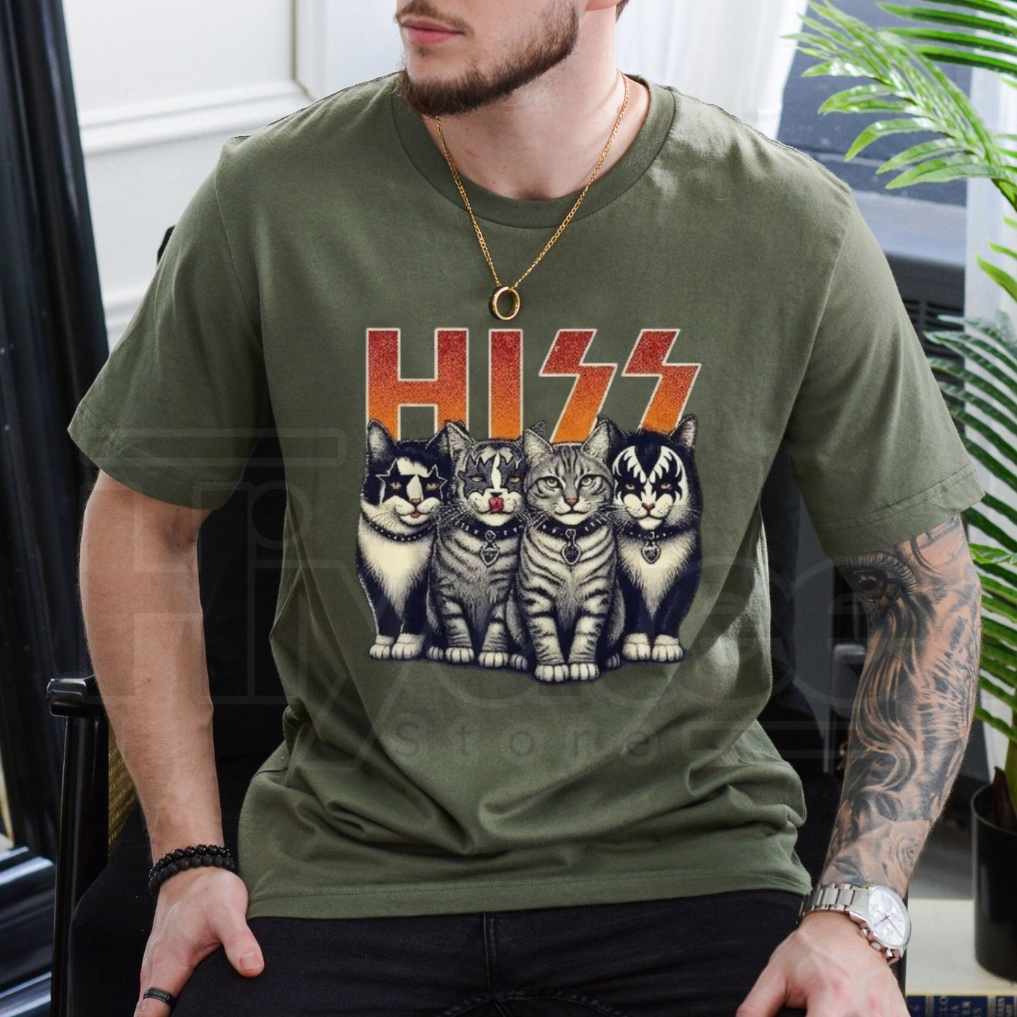 "HISS" – Funny Rocker Cats Retro Graphic Top
