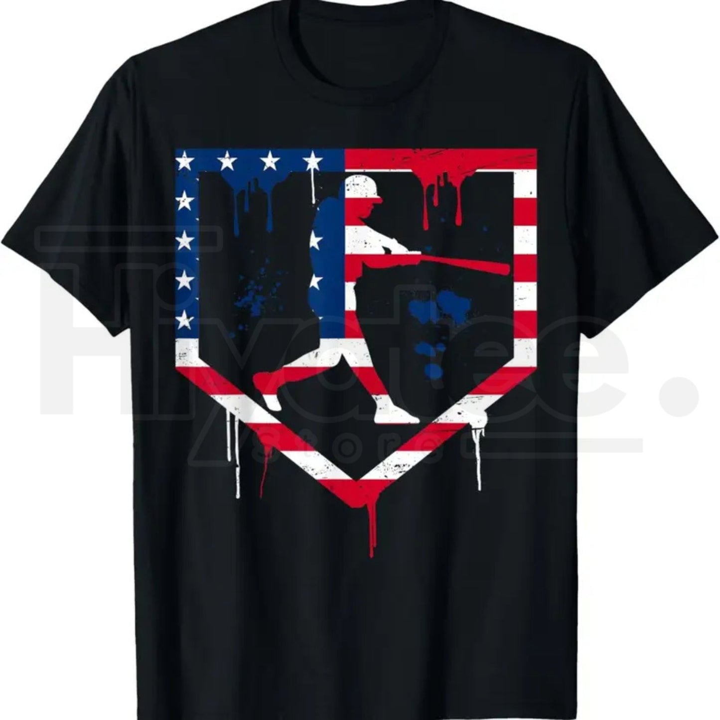 Baseball Drip Patriotic Ice Cream US Flag Youth Boys T-Shirt – Summer Graphic Tee