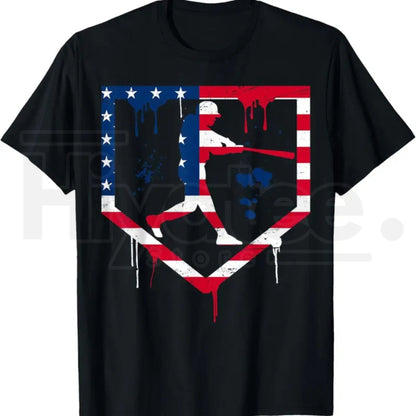 Baseball Drip Patriotic Ice Cream US Flag Youth Boys T-Shirt – Summer Graphic Tee