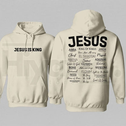 "JESUS IS KING" Gothic Hoodie – Dark Aesthetic Streetwear Cross Graphic Pullover