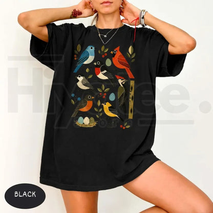 Comfort Colors Retro Backyard Birds Cardinal Bluebird Tee