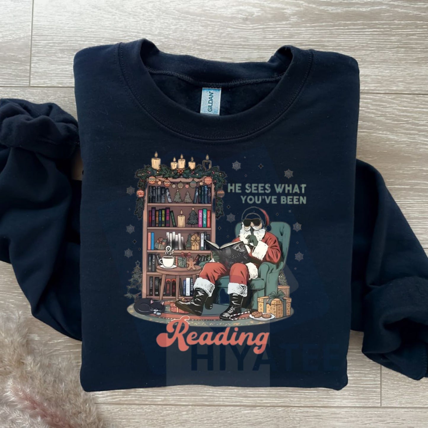 He Sees What You've Been Reading Shirt, Santa Reading Dark Romance Book Shirt, Funny Bookish Christmas Shirt, Smut Reader Gift