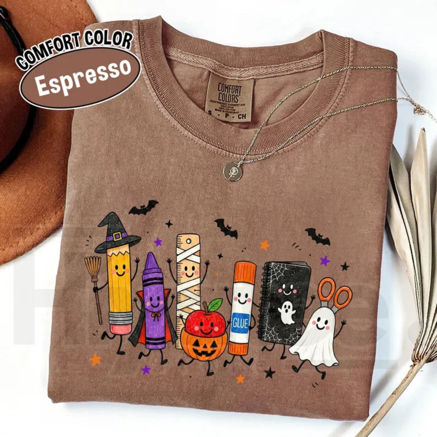 Comfort Colors Halloween Teacher Shirt Spooky School Supplies Ghost Classroom Tee