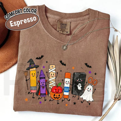 Comfort Colors Halloween Teacher Shirt Spooky School Supplies Ghost Classroom Tee
