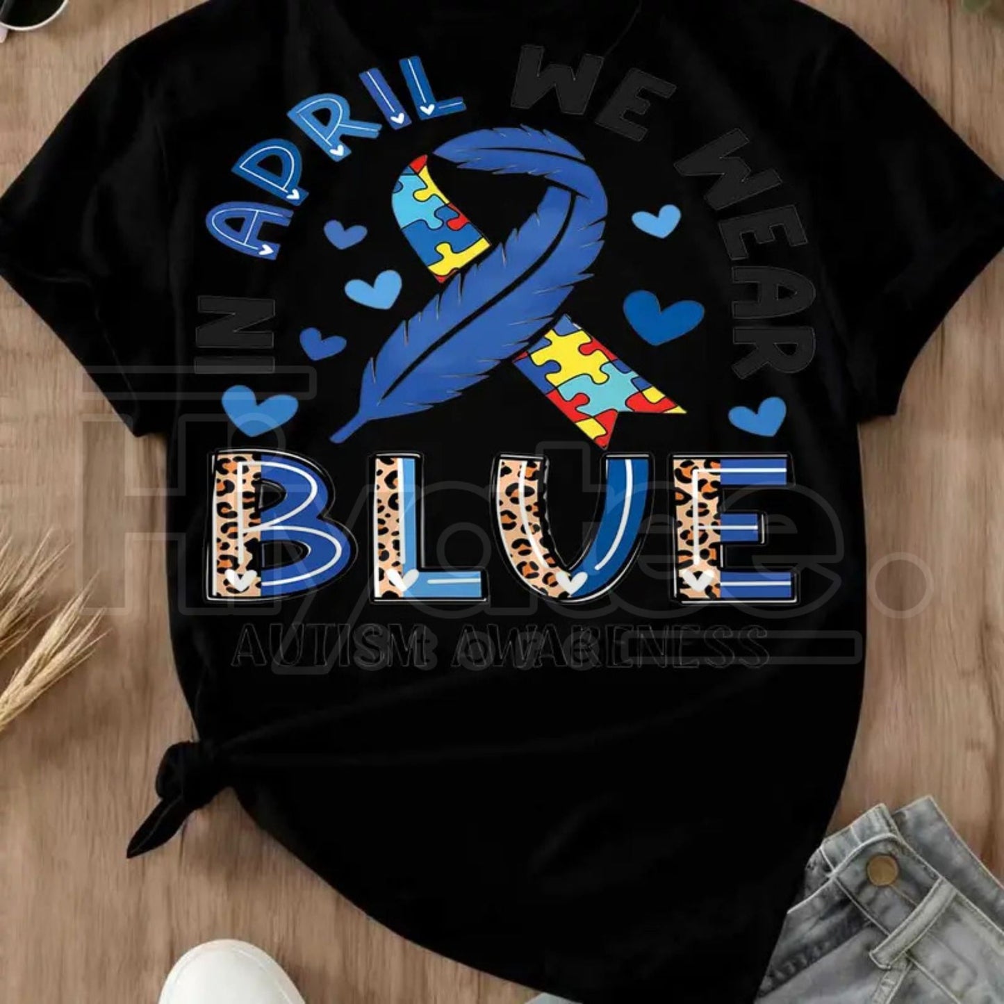 "In April We Wear Blue" Autism Awareness – Ribbon Puzzle Piece Women's Top