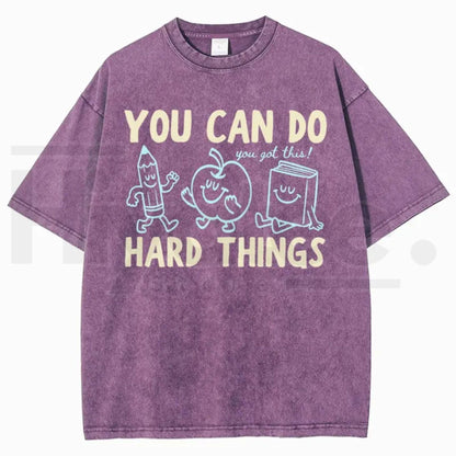 'You Can Do Hard Things' Cute Retro Doodles Motivational Teacher Tee – Uplifting Back To School Cotton Shirt