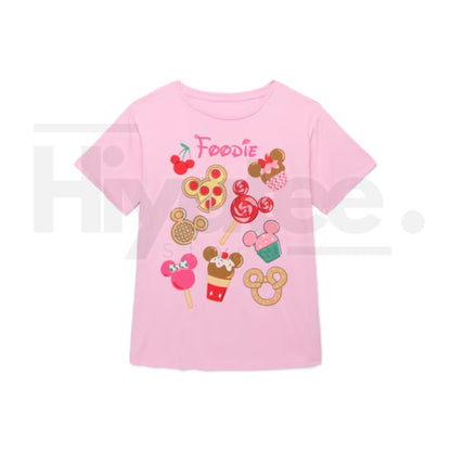Disney Food Girls Short Sleeve Graphic T-Shirt – Cute Theme Park Snacks Tee, Casual Vacation Apparel for Kids