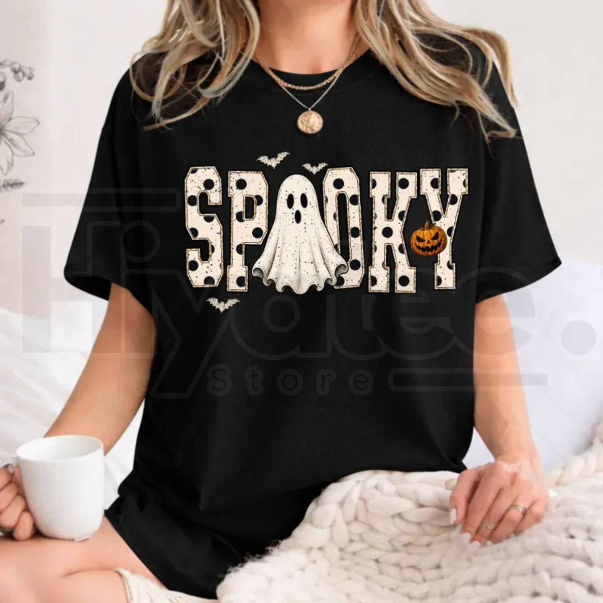 Comfort Colors Retro Spooky Halloween Ghost Preppy Tee