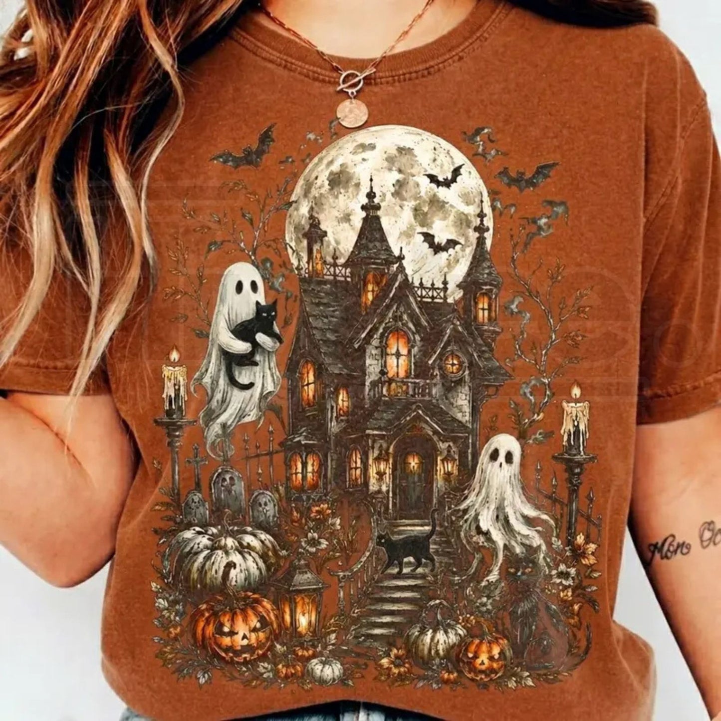 Haunted House Ghost Halloween Comfort Colors Shirt