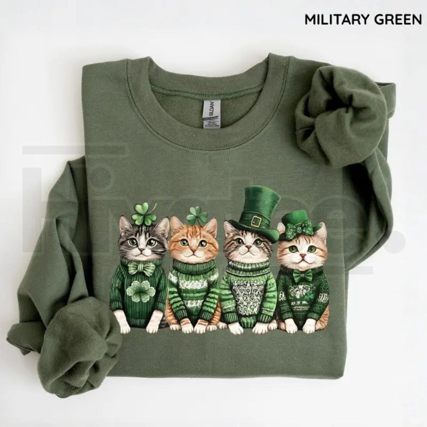 St. Patrick’s Day Cats Sweatshirt: Funny Irish Shamrocks Crewneck