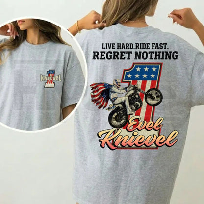 Vintage Evel Knievel Tee – Live Hard Ride Fast American Rider T-Shirt