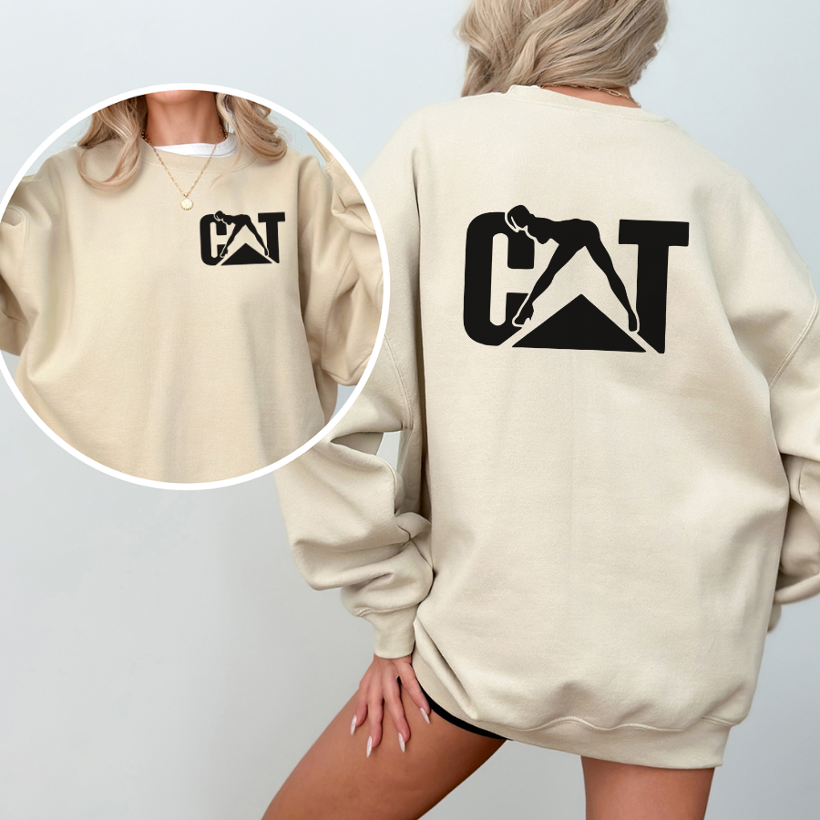 Cat With Woman Sweatshirt – Unisex Long Sleeve Pullover for Cat Lovers - Hiyatee