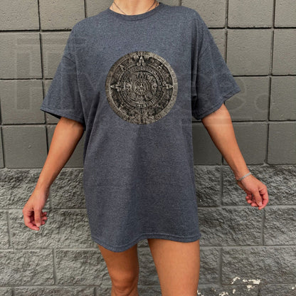 Ancient Mesoamerican Aztec Sun Stone T-Shirt – Mayan Calendar Graphic Tee