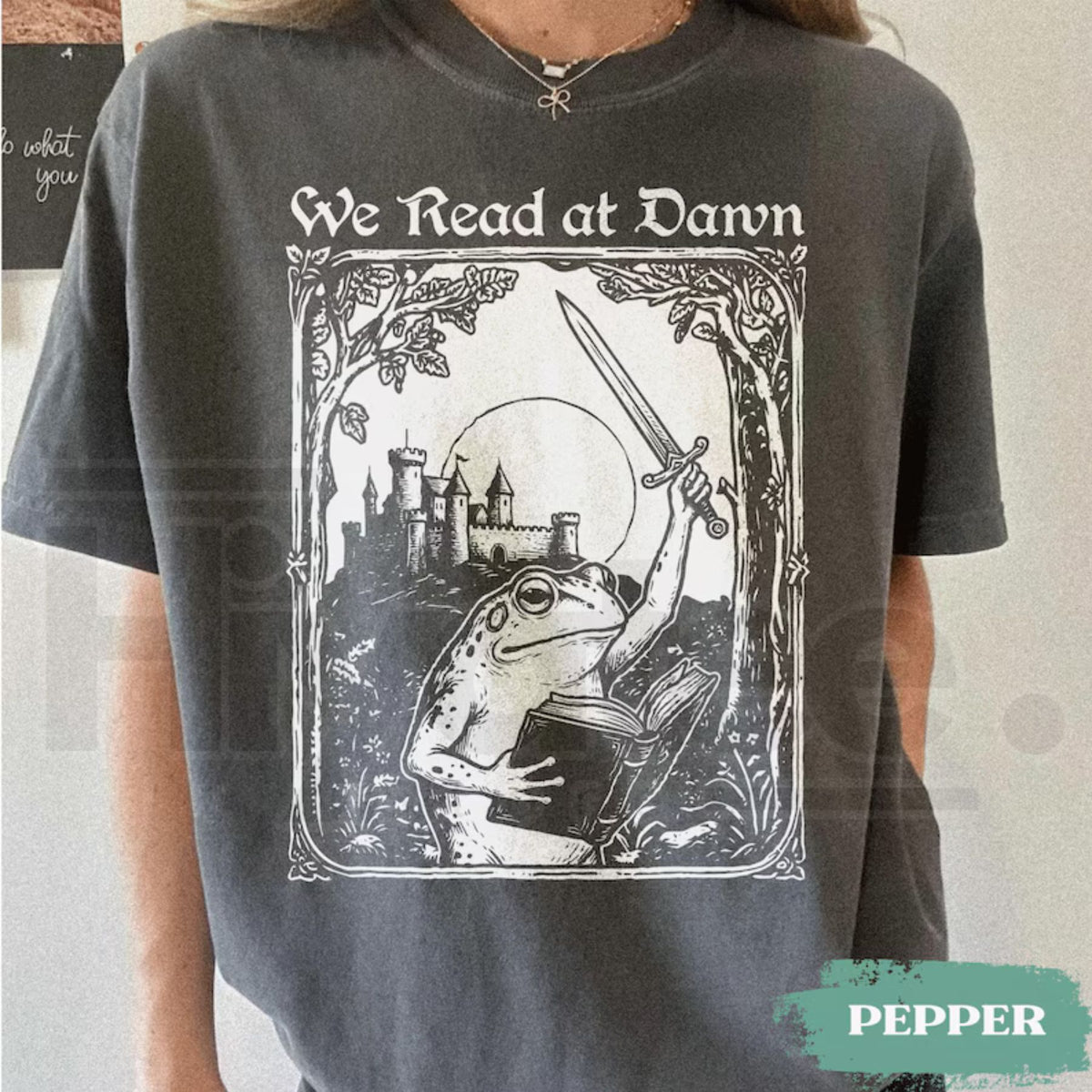 Comfort Colors We Read At Dawn Funny Frog Reading Tee