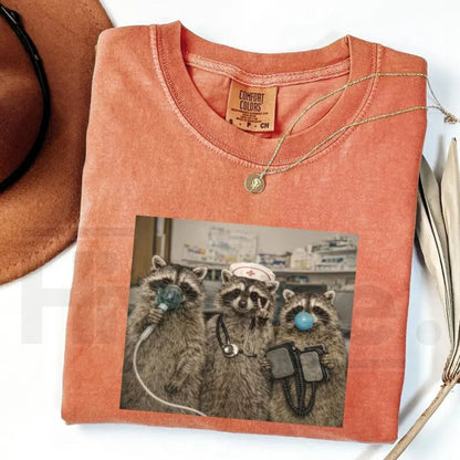 Comfort Colors Nurse Raccoon Shirt Funny ER Graphic Tee