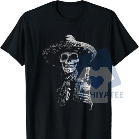 Vintage Skeleton Tequila T-Shirt – Día de los Muertos Sugar Skull Apparel