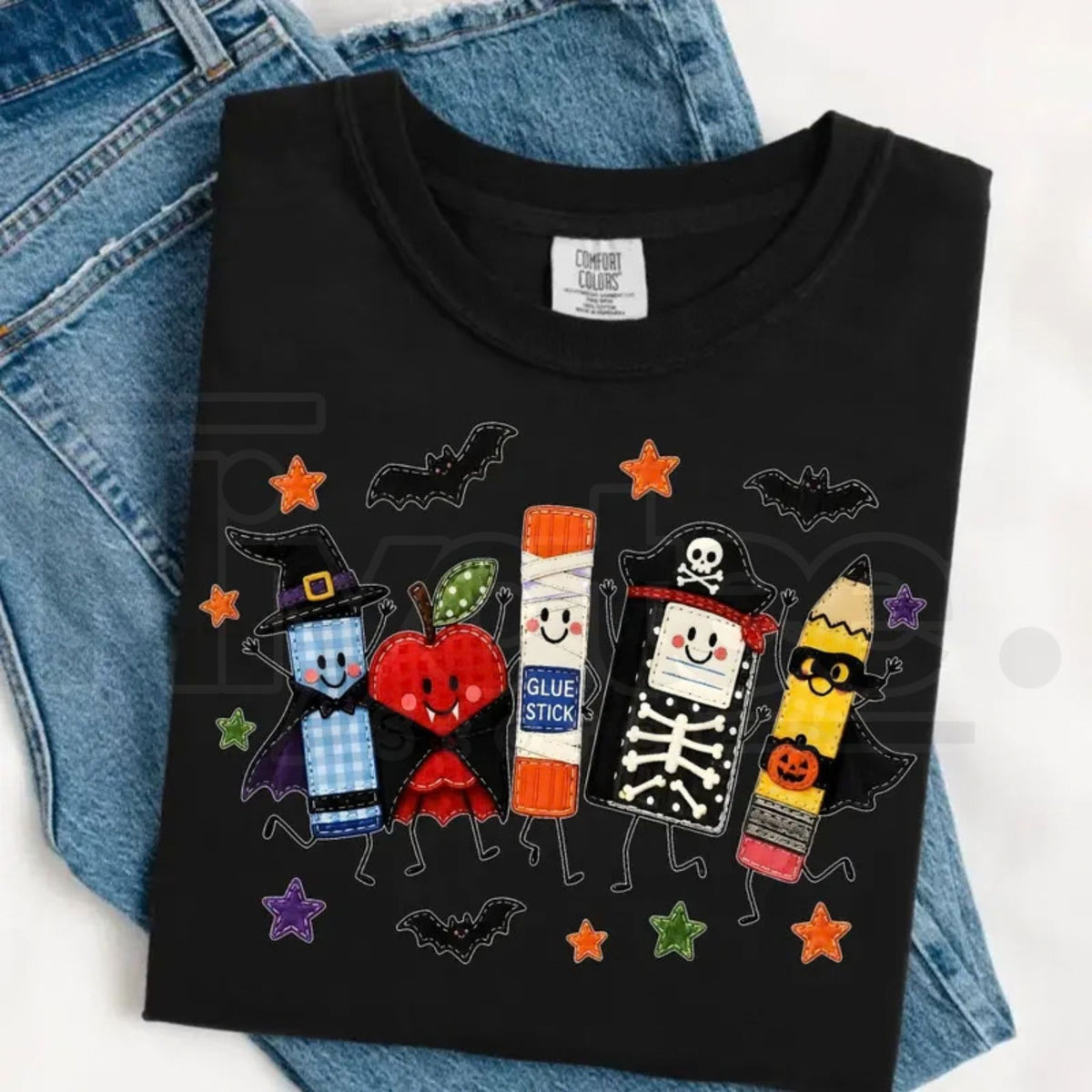 Comfort Colors Halloween Teacher Cute School Supplies Tee