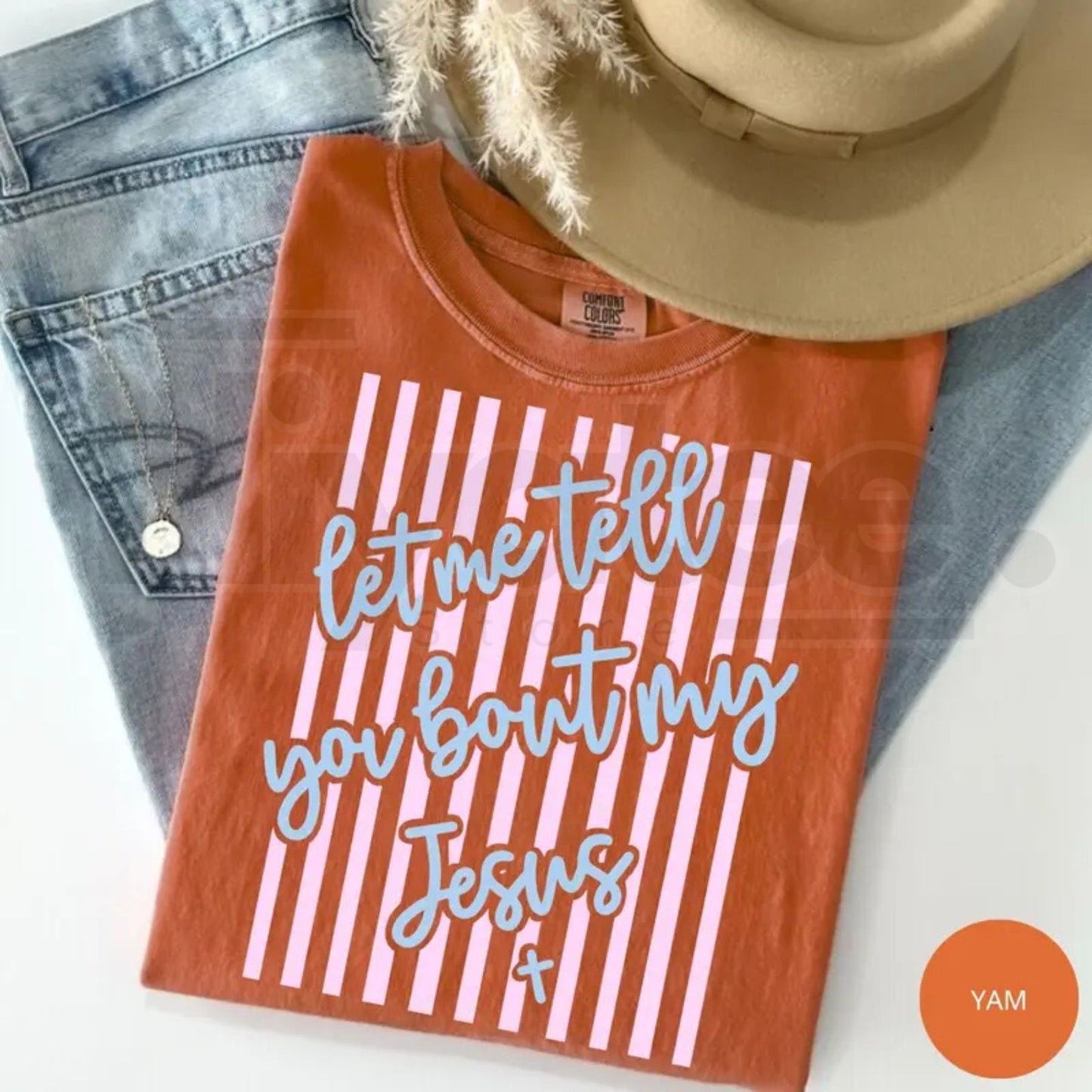 Comfort Colors® Let Me Tell You About My Jesus Shirt – Coquette Bow Christian Easter Tee