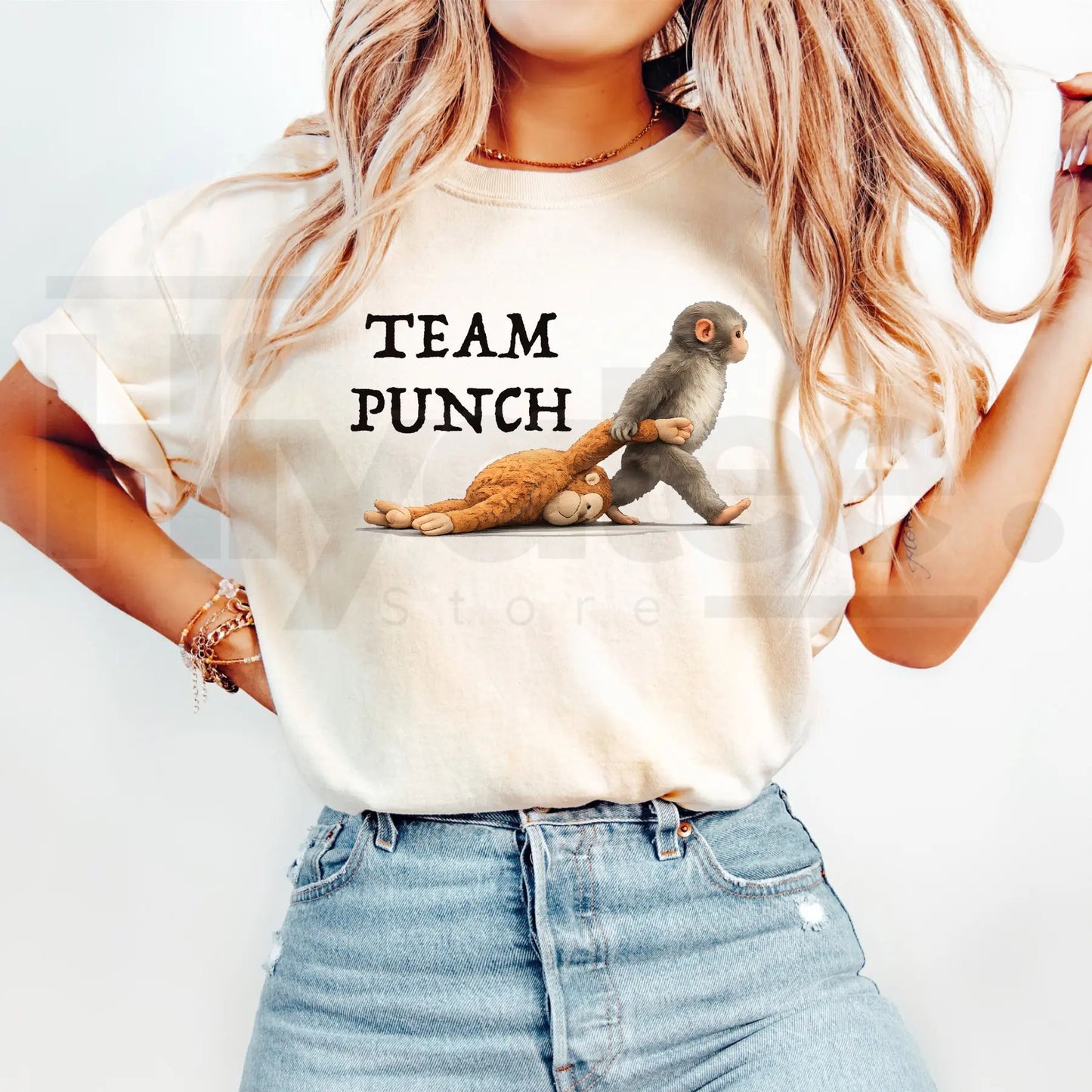 Team Punch Monkey Shirt – Funny Cute Animal Graphic Tee, Retro Comfort Colors® Vintage T-Shirt