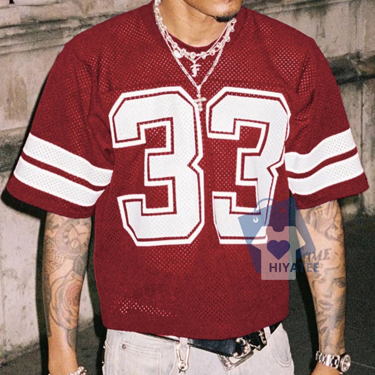 Mesh Number Jersey Shirt – Streetwear Crew Neck Short Sleeve Tee