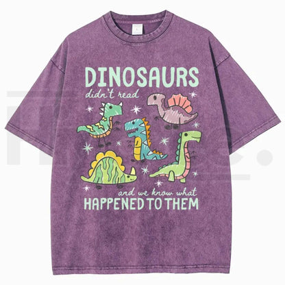 Men's Pure Cotton "Dinosaurs Didn’t Read" Funny Quote T-Shirt