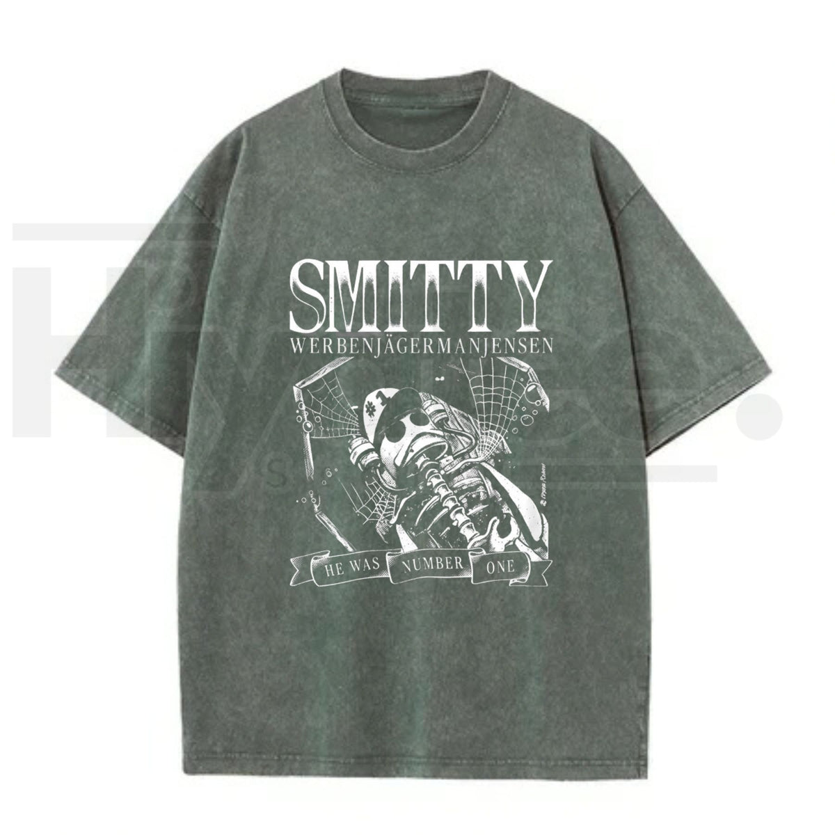 Grunge Bone Art Number One Graphic T-Shirt – Vintage Washed Y2K Streetwear Tee for Men & Women