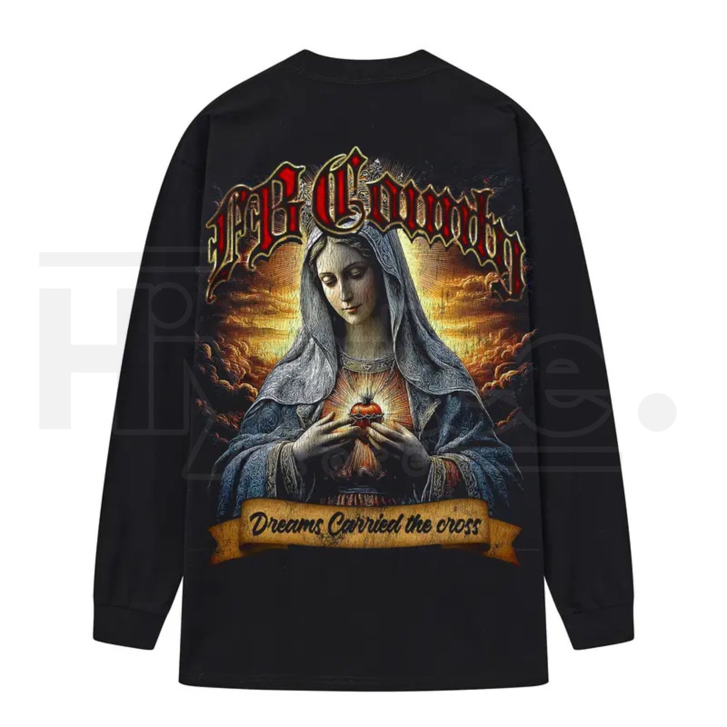 FB County Graphic Long Sleeve T-Shirt – Classic Streetwear Style, Heavyweight Long Sleeve Tee