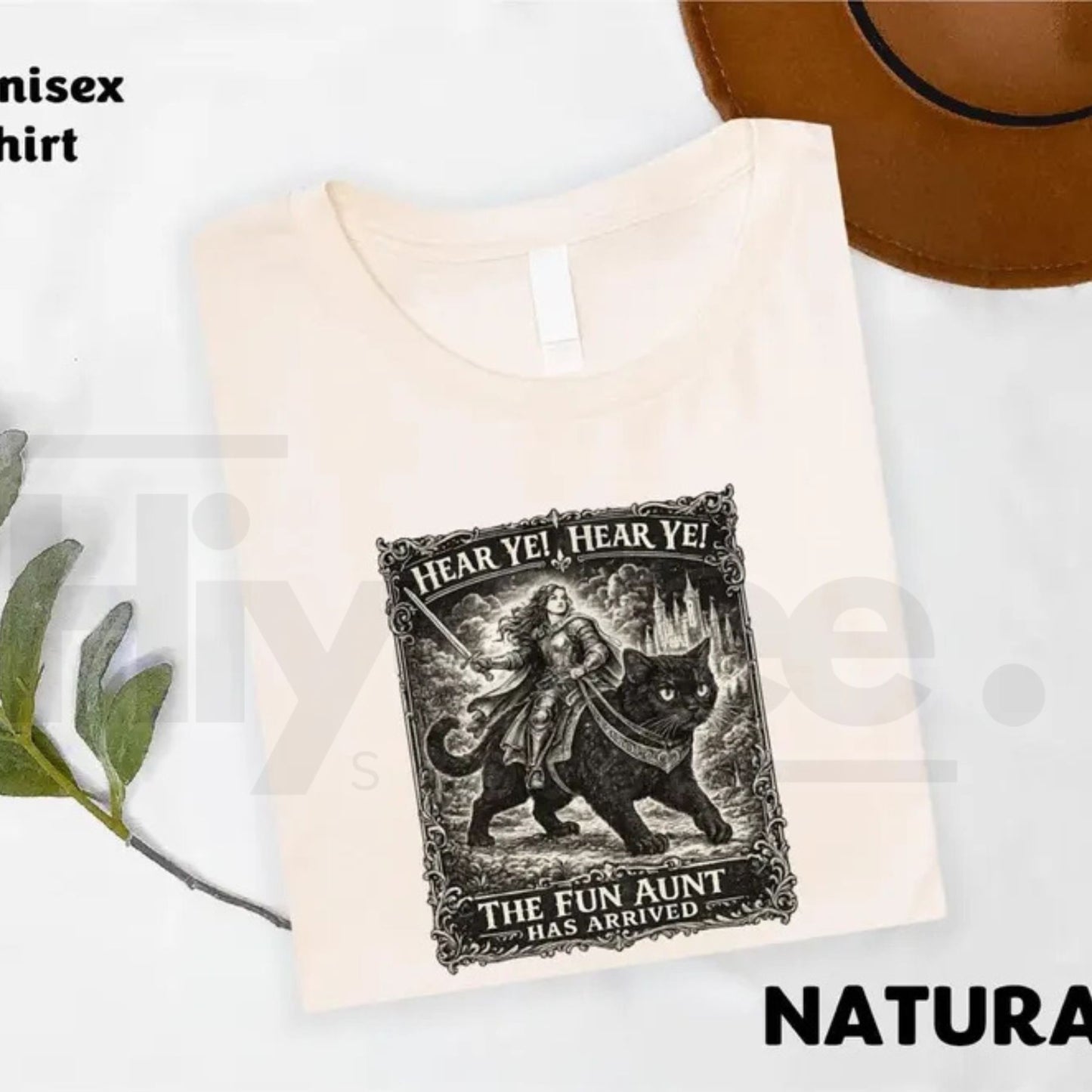 Comfort Colors Fun Aunt Knight Riding Black Cat T-Shirt