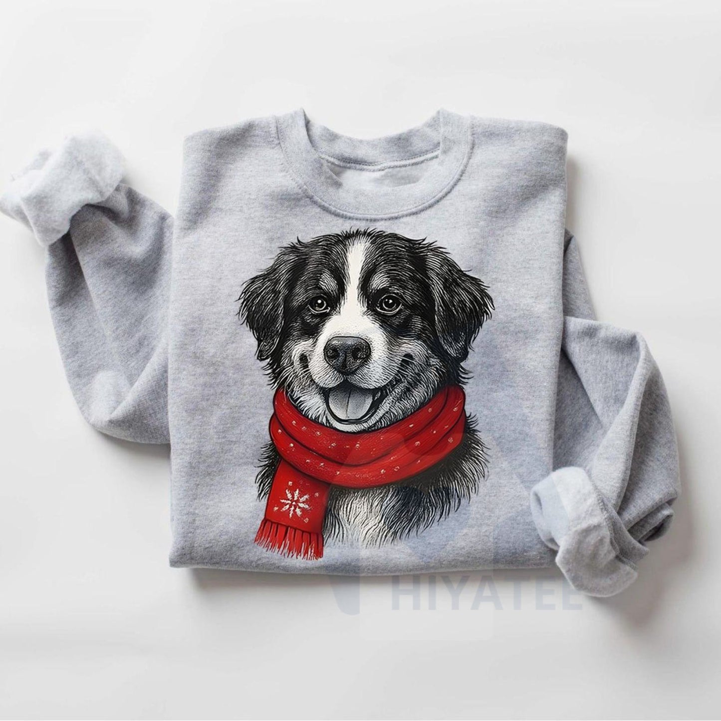 Santa Paws Christmas Dog Sweatshirt: 50 Dog Breeds in Festive Santa Hats, Gildan Unisex Holiday Pullover