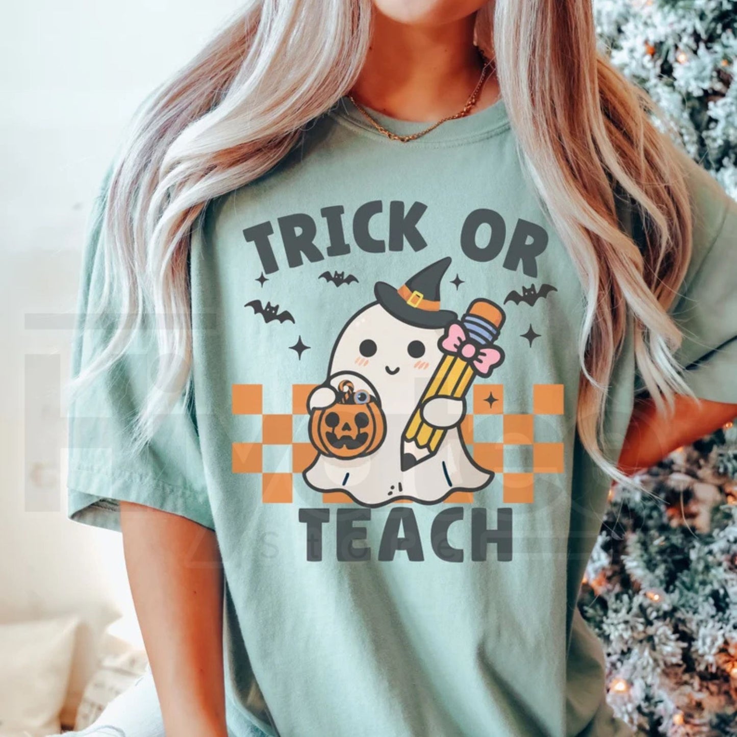 Comfort Colors Teacher Halloween Shirt Retro Ghost Trick or Teach Tee