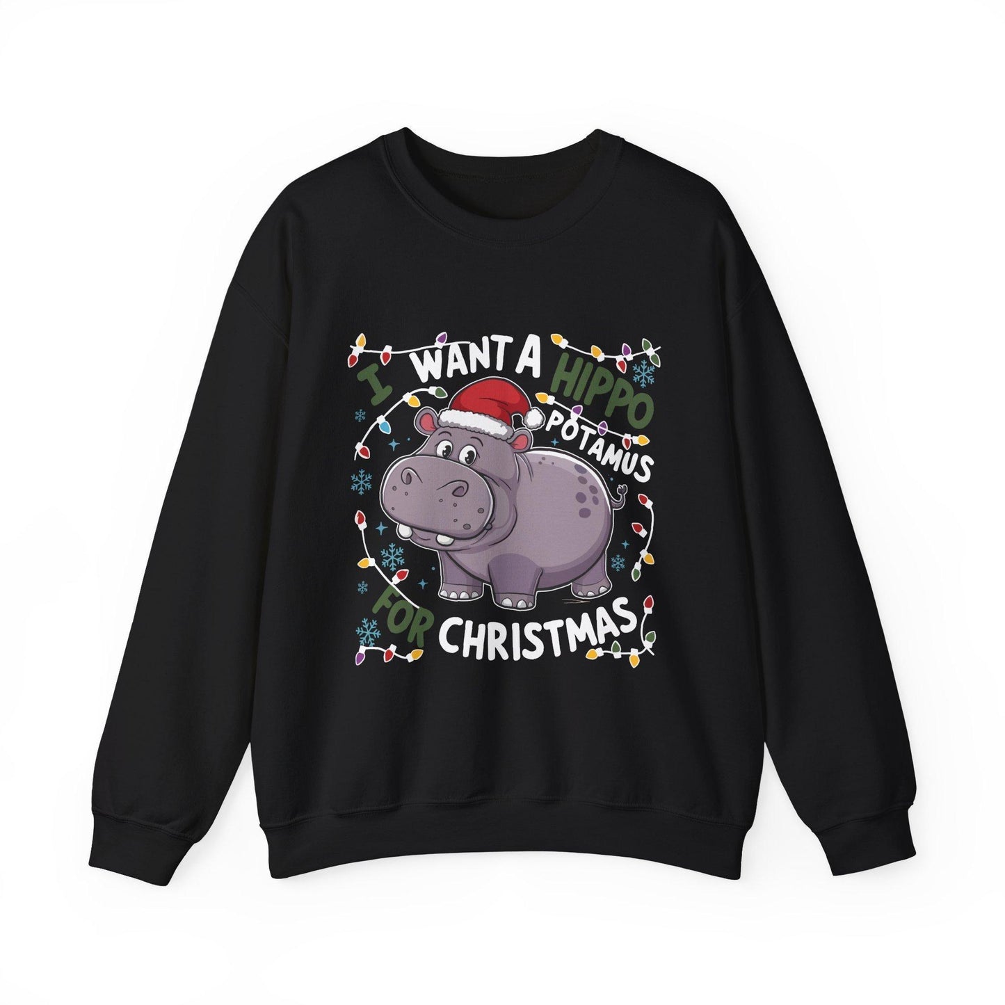 Cute A Hippopotamus For Christmas Shirt,  I Want A Hippo Potamus For Christmas Sweatshirt Clothing Cotton - Hiyatee